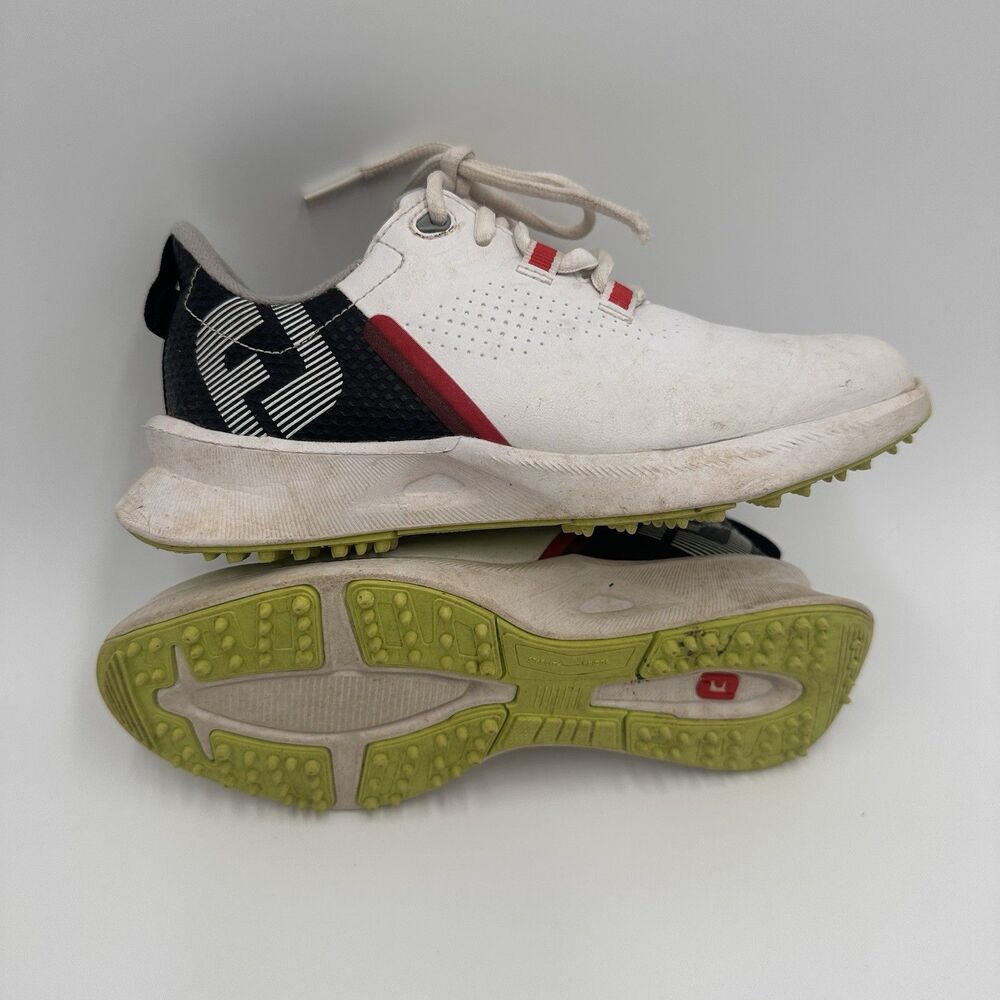 Junior FootJoy Fuel Golf Shoes White/Black/Red Size 1M Youth Kids Spikeless